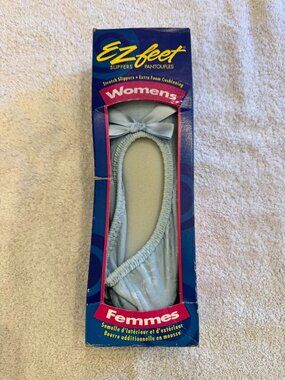 Vintage EZ Feet Womens Medium Blue Stretch Slippers